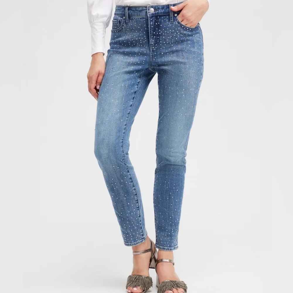 Girlfriend Scattered Stone embellished Ankle Jeans.
